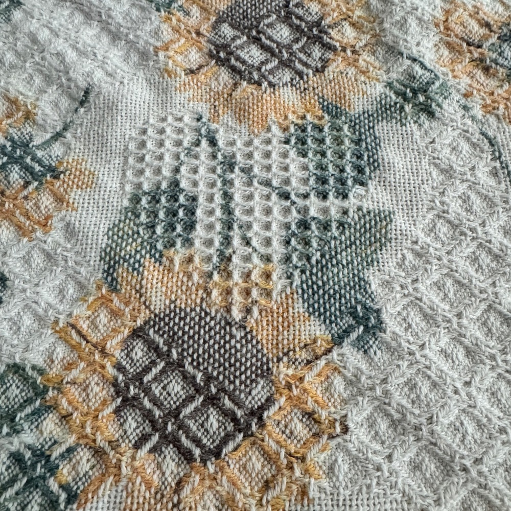 Vintage Woven Sunflower Throw Blanket Fringed Cotton Tapestry 68x48 Farmhouse - Picture 4 of 7